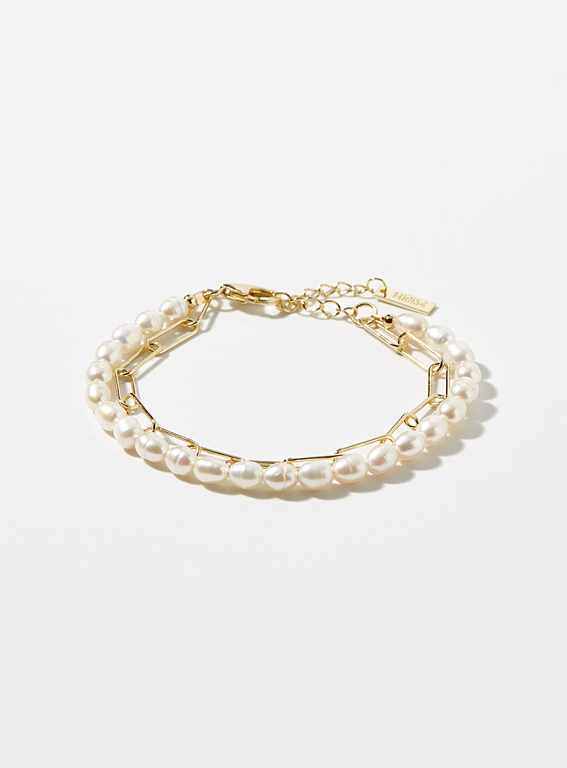 Midi34 x Simons: Le bracelet deux rangs Clarisse Blanc pour femme