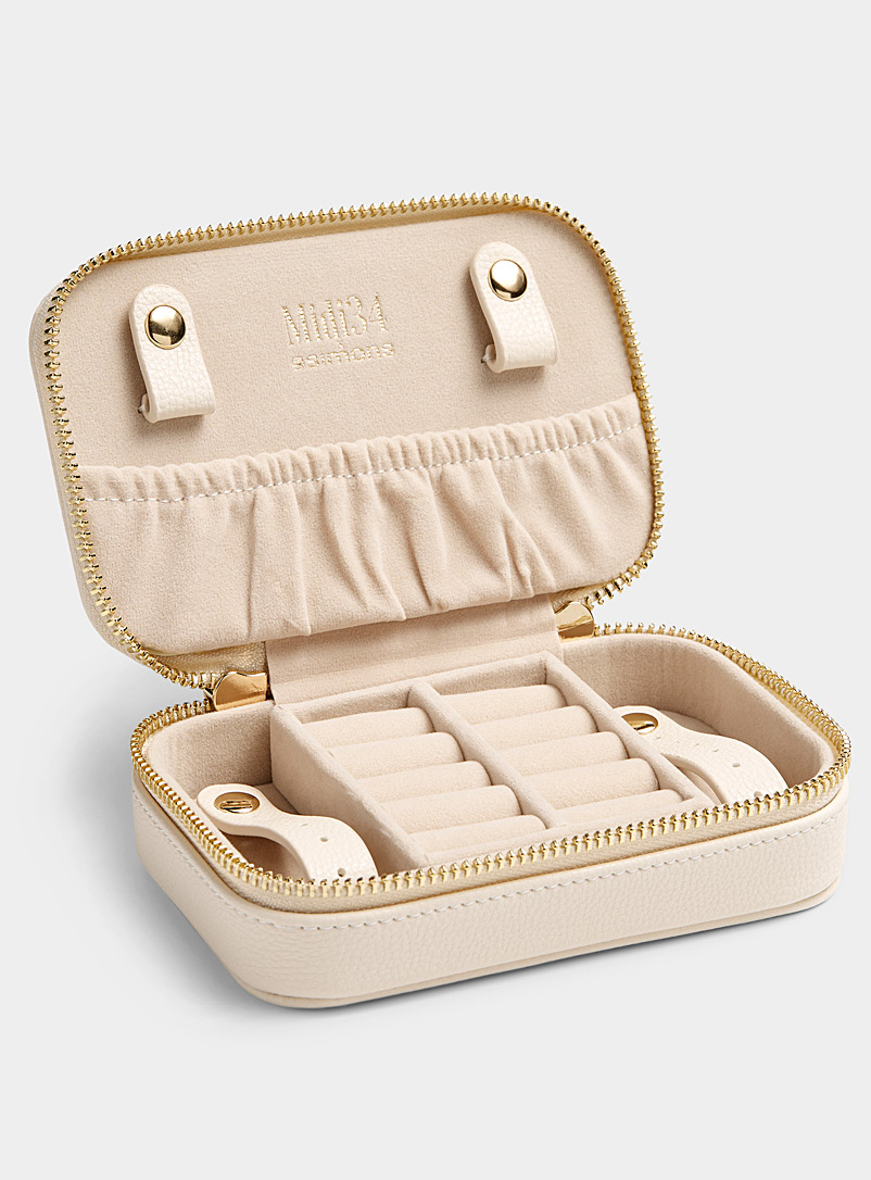 Midi34 x Simons: La boîte à bijoux de voyage Beige crème pour femme
