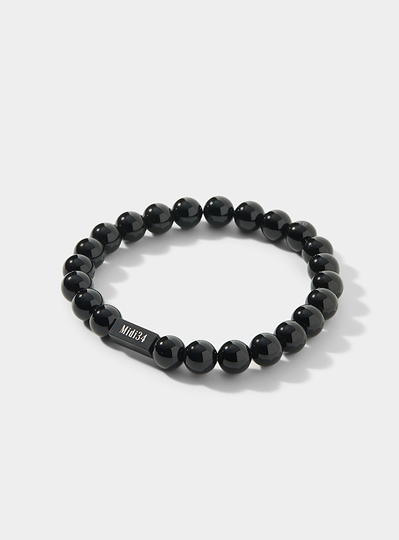 Midi34 Black Round stone bracelet for men