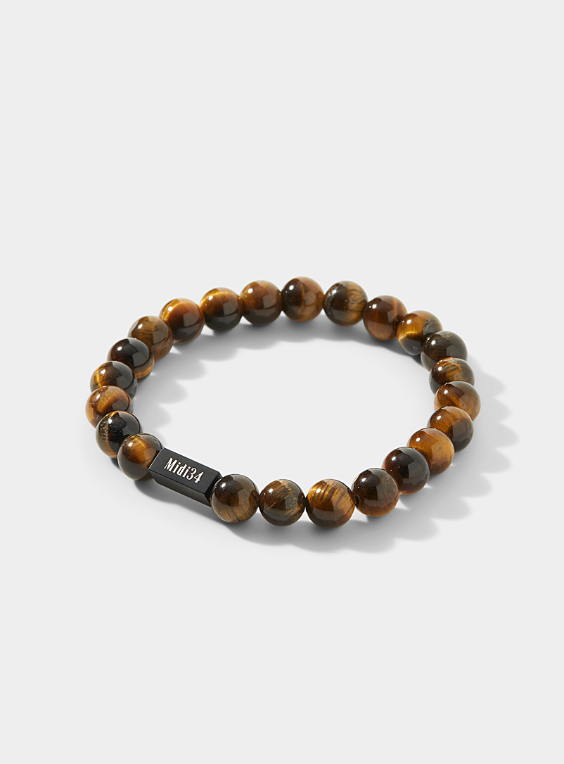 Midi34 Brown Round stone bracelet for men
