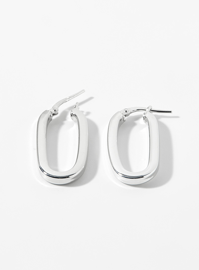 Simons Silver Silver oval hoops for women