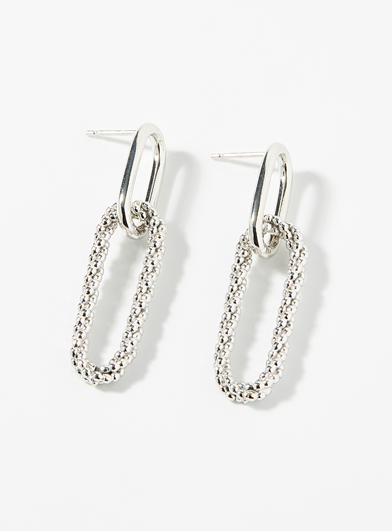 Simons Silver Interlaced silver hoop earrings for women