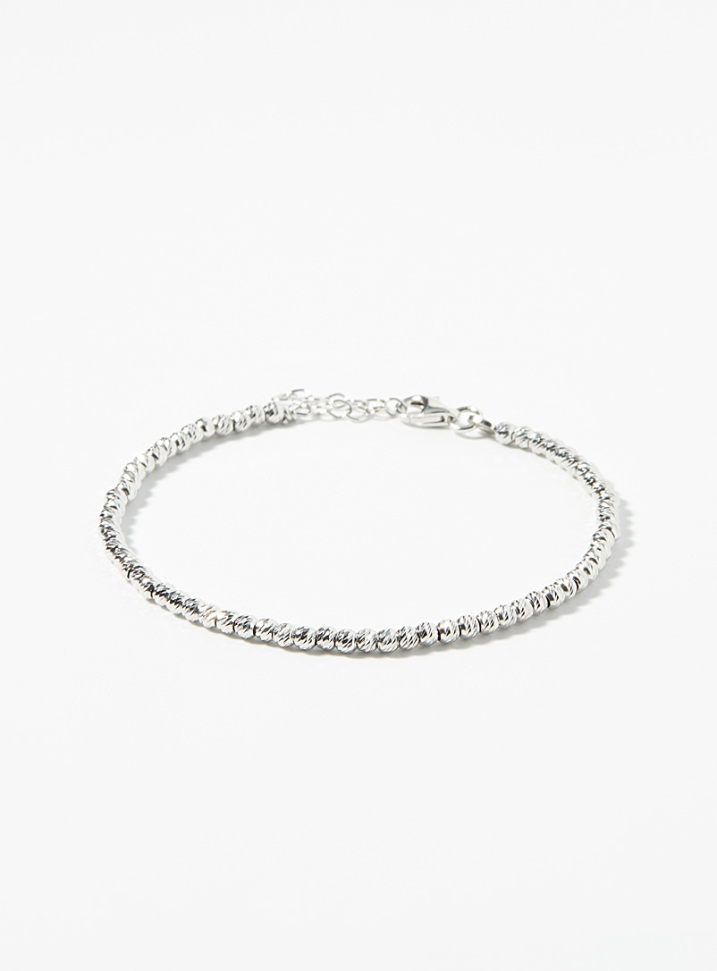 Simons Silver Textured bead silver bracelet for women