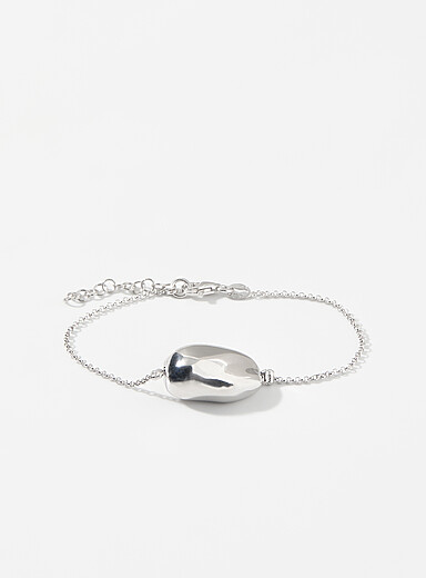 Silver organic-shape chain bracelet