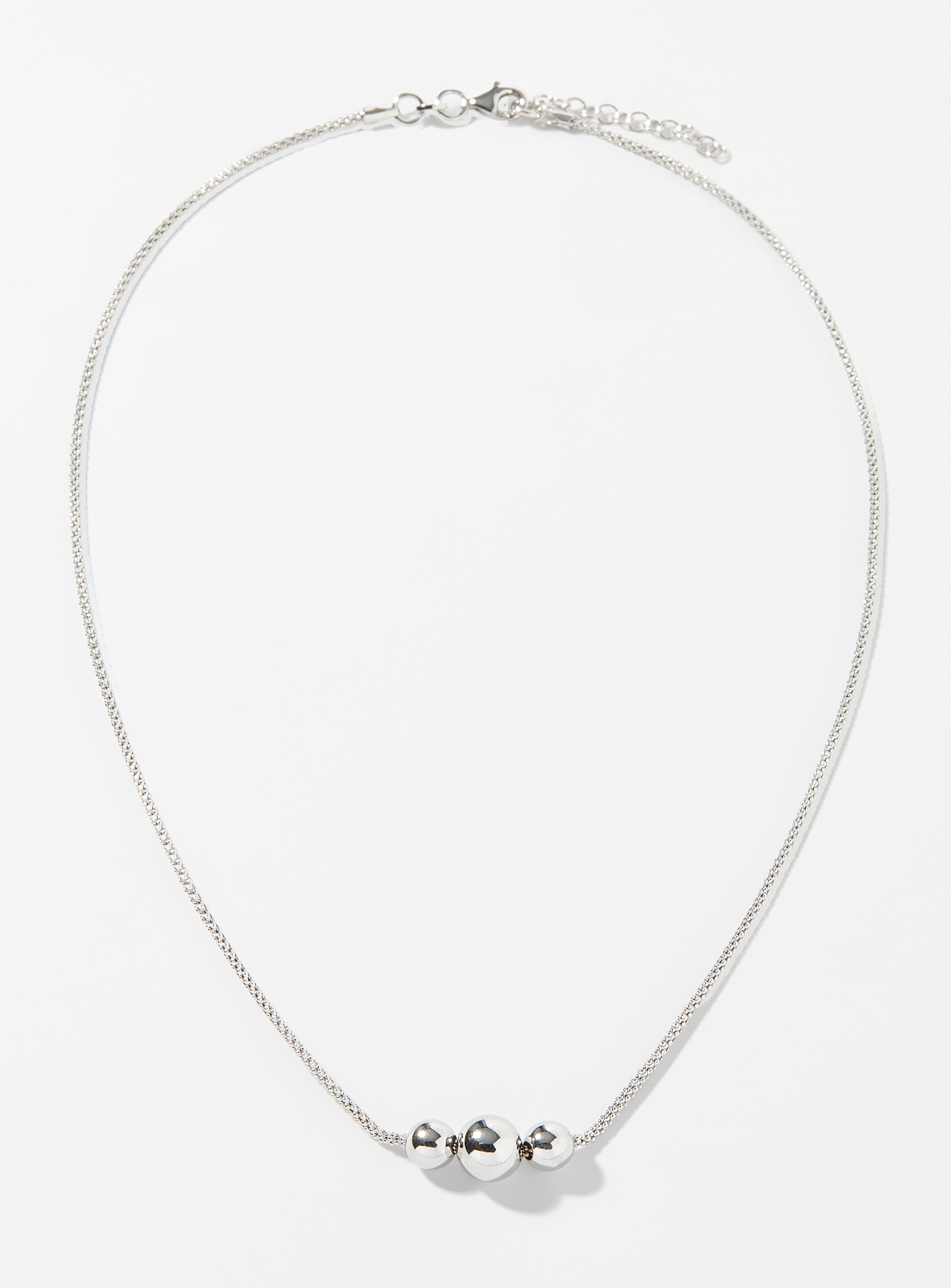 Simons - Women's Three silver bead necklace
