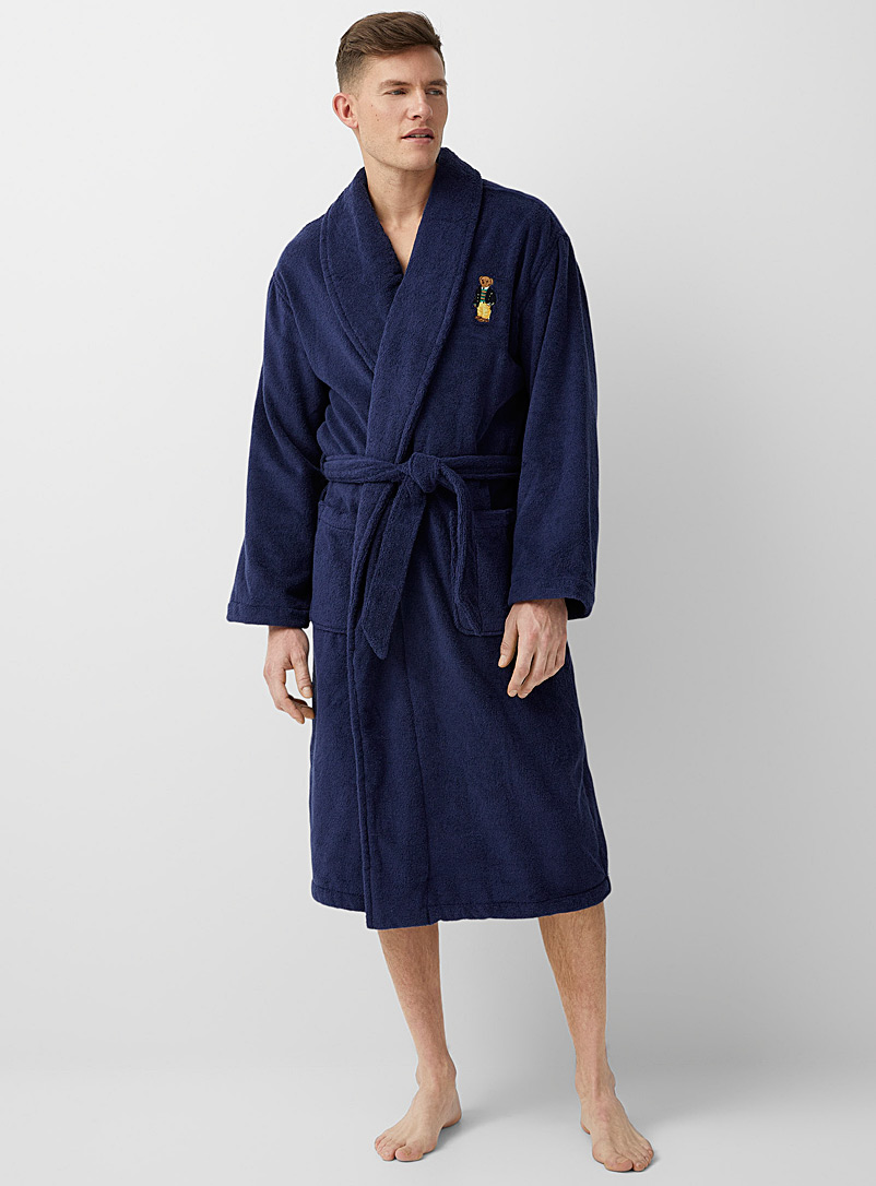 Polo Ralph Lauren Blue Tuxedo teddy bear terry robe for men