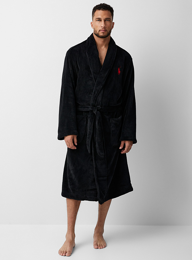 Polo Ralph Lauren Black Polar fleece plush robe for men