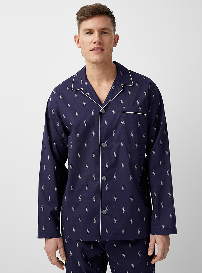 Polo Ralph Lauren: La chemise pyjama logo répété Bleu à motifs pour homme