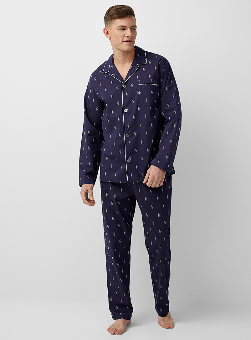 Polo Ralph Lauren: La chemise pyjama logo répété Bleu à motifs pour homme