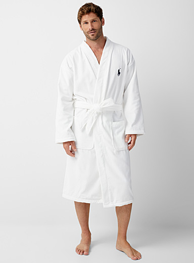 Polo Ralph Lauren White Polar fleece plush robe for men