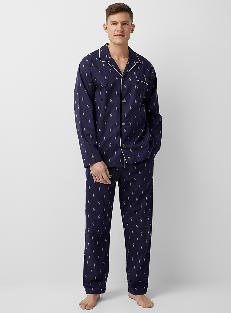 Polo Ralph Lauren: Le pantalon pyjama logo répété Bleu à motifs pour homme