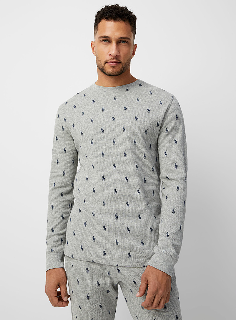 Polo Ralph Lauren Assorted grey Repeat-logo waffle lounge T-shirt for men