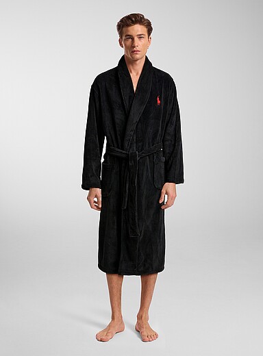 Polo Ralph Lauren: La robe de chambre douce peluche Noir pour homme