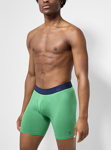 Polo Ralph Lauren: Le boxeur long extensible color&eacute; 6 po Coton et modal Vert pour homme