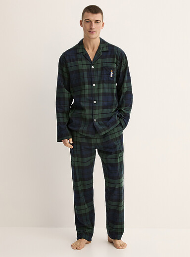 Polo Ralph Lauren Patterned Blue Blue and green tartan flannel pyjama set <b>Available exclusively at Simons</b> for men