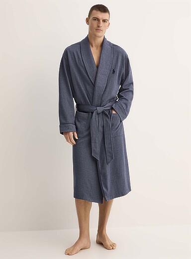 Polo Ralph Lauren Indigo/Dark Blue Herringbone knit robe for men