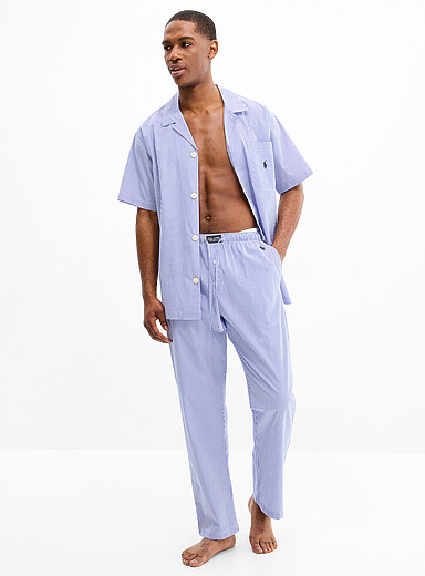 Blue-toned poplin pyjama pant