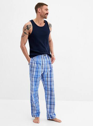Blue-toned poplin pyjama pant