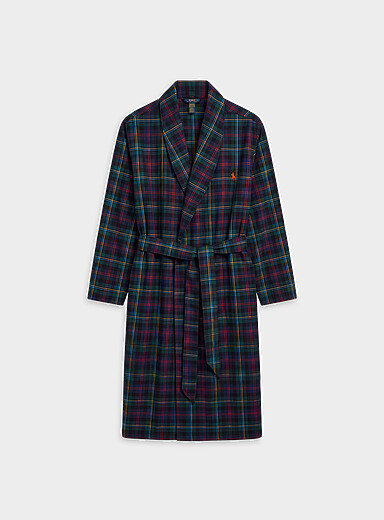 Polo Ralph Lauren Patterned Green Plaid flannel bathrobe for men