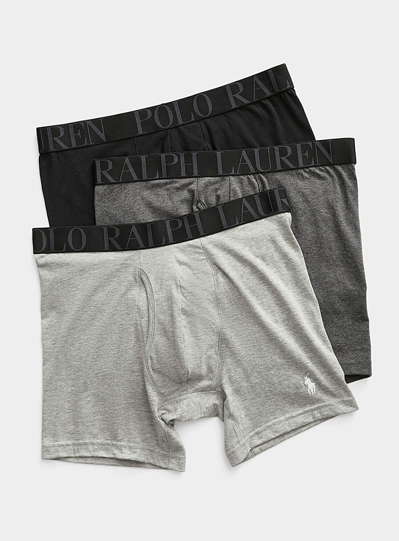 Polo Ralph Lauren: Les boxeurs longs vert tennis Emballage de 3 Noir à motifs pour homme