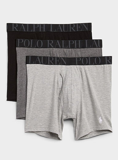 Les boxeurs longs noir/gris p&acirc;le/gris sombre 6 po Emballage de 3