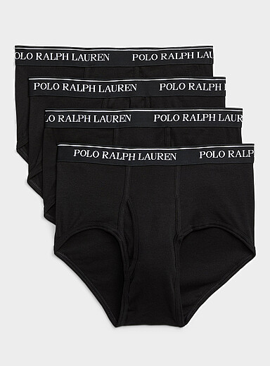 Le 31 Black Solid 100% cotton briefs 4-pack for men