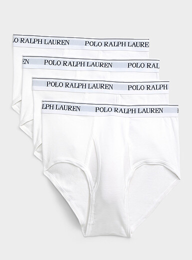 Le 31 White Solid 100% cotton briefs 4-pack for men