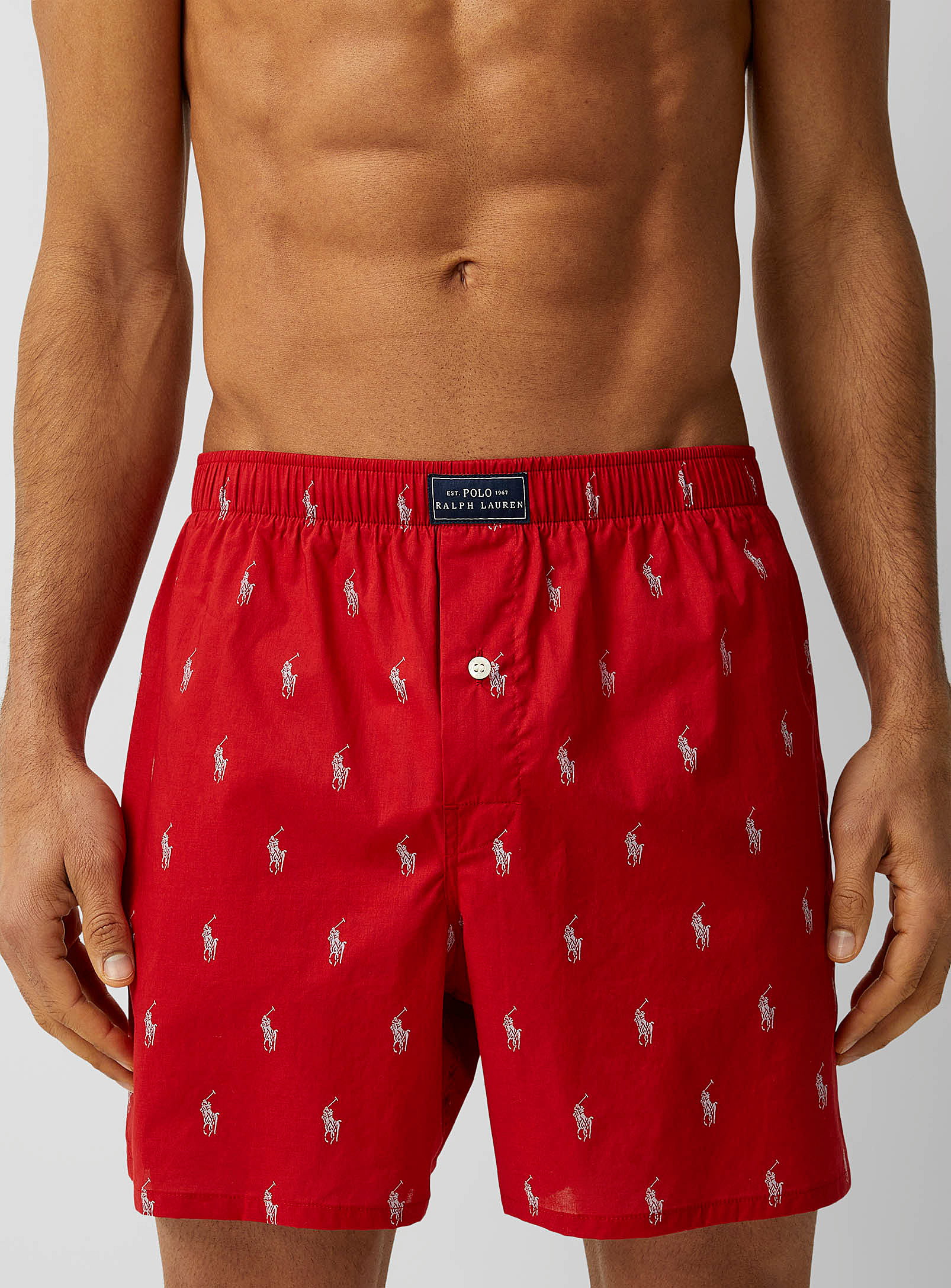 Polo Ralph Lauren Multi-logo Loose Boxer In Patterned Red