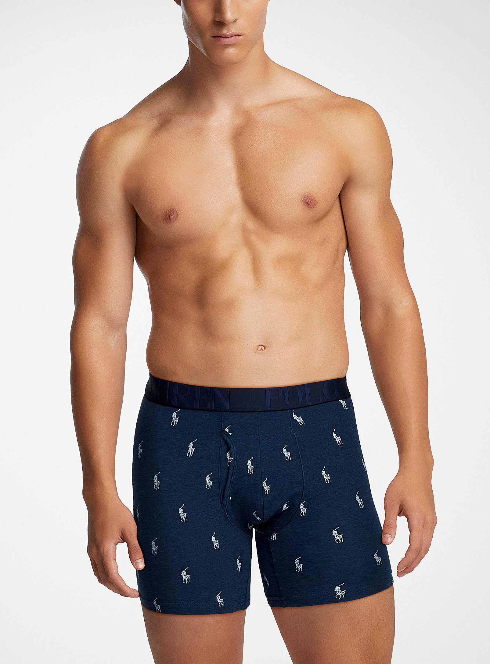 Polo Ralph Lauren Heathered Classic Boxer Brief In Patterned Blue