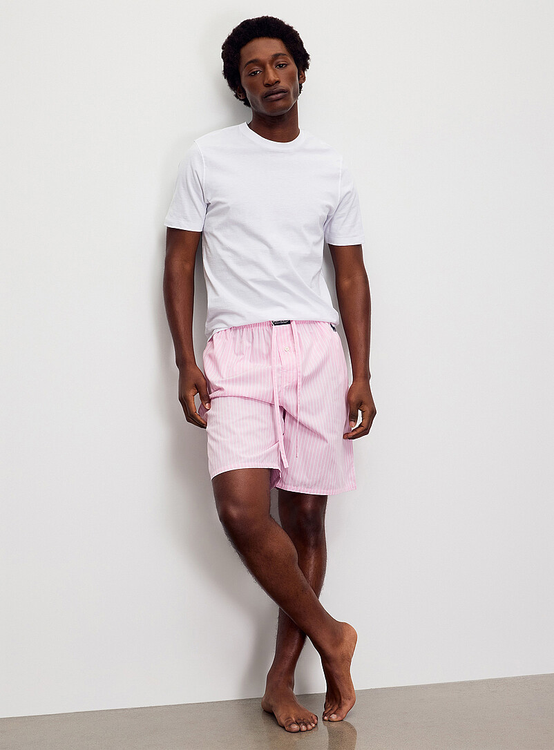 Pink striped poplin pyjama short product image (primary)