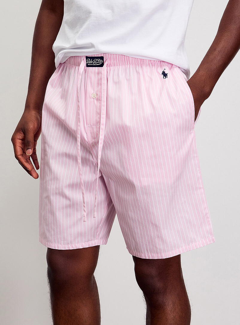 Pink striped poplin pyjama short product image 2