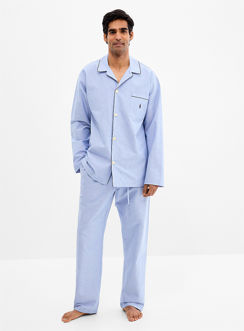 Blue Heather Piped Pyjama Set