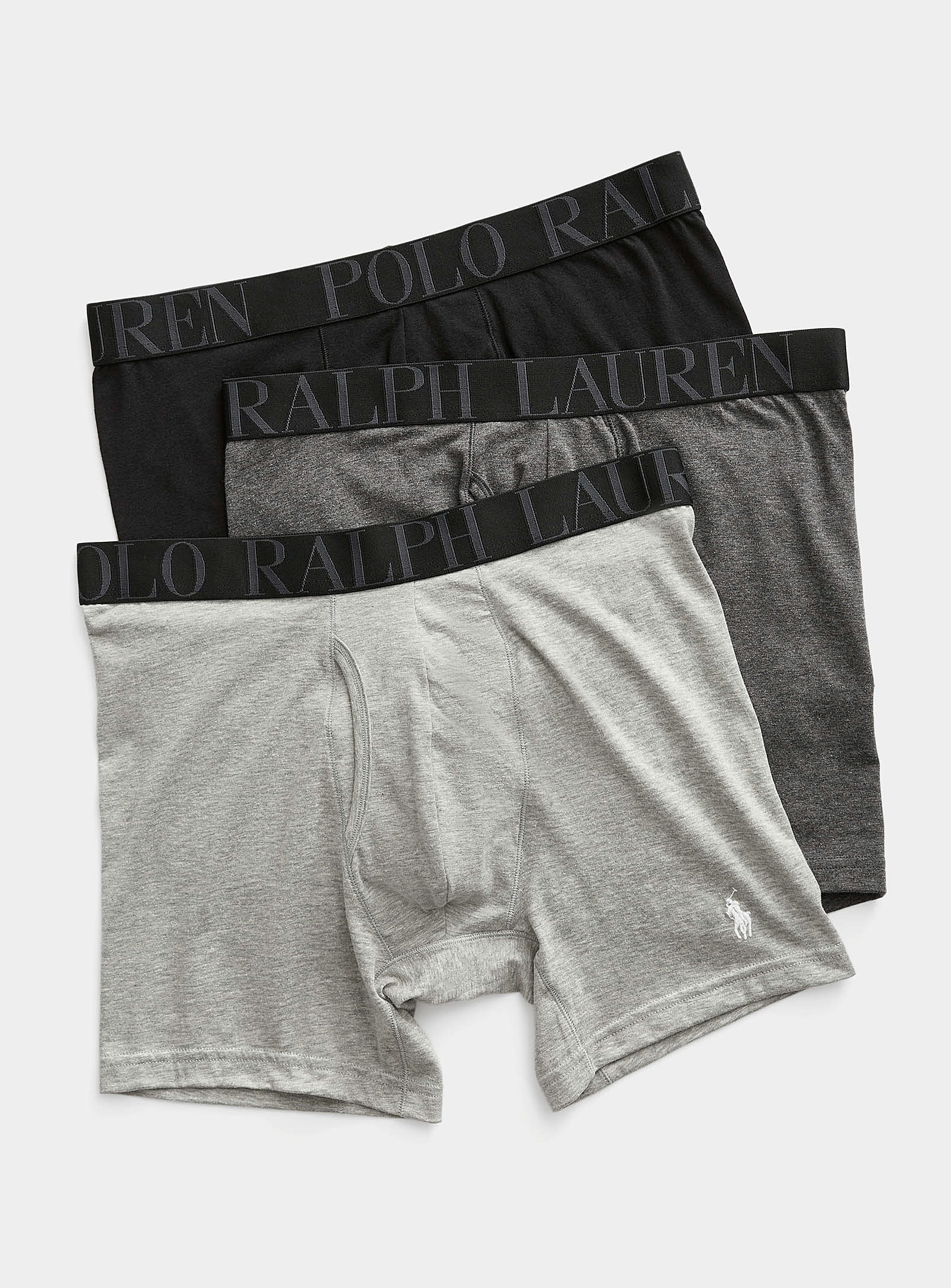 Polo Ralph Lauren Tennis-green Boxer Briefs 3-pack In Gray