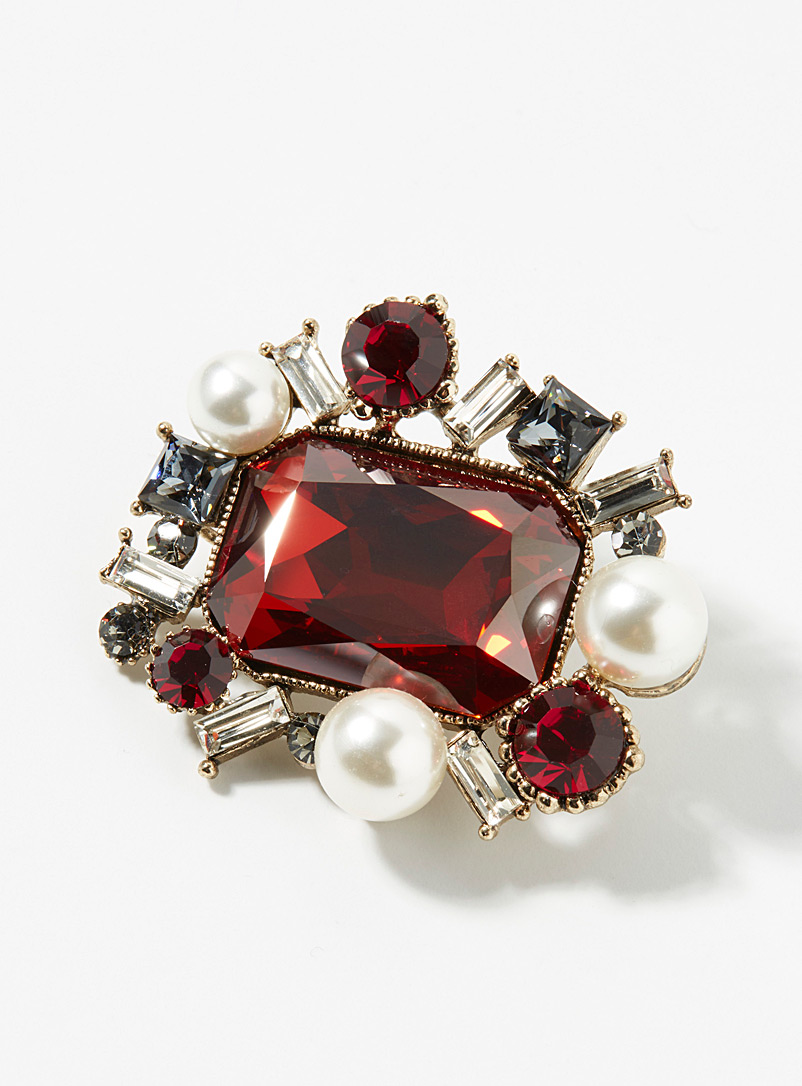 Le 31 Red Solid gemstone brooch for men
