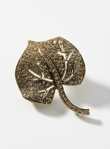 Shimmery gold leaf brooch