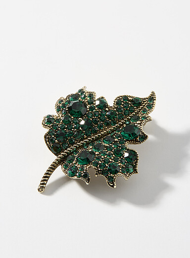 Shimmery green leaf brooch