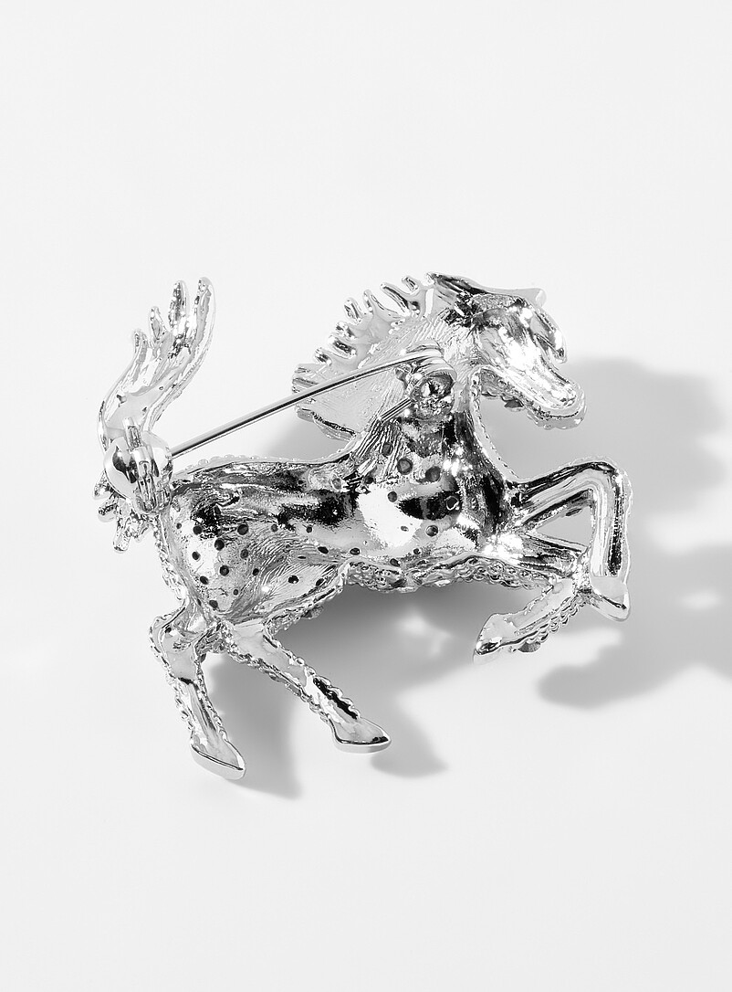 Le 31: La broche cheval strass Argent pour homme