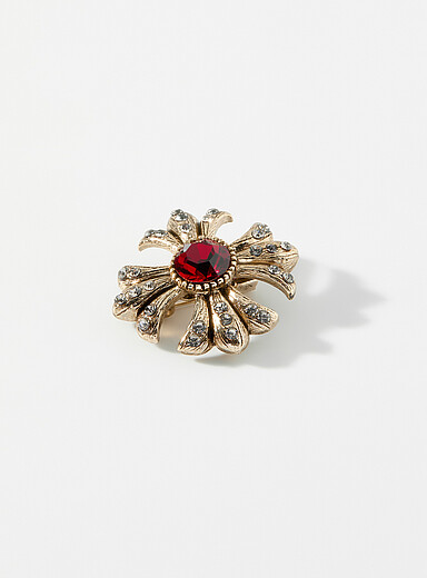 Rhinestone cross brooch
