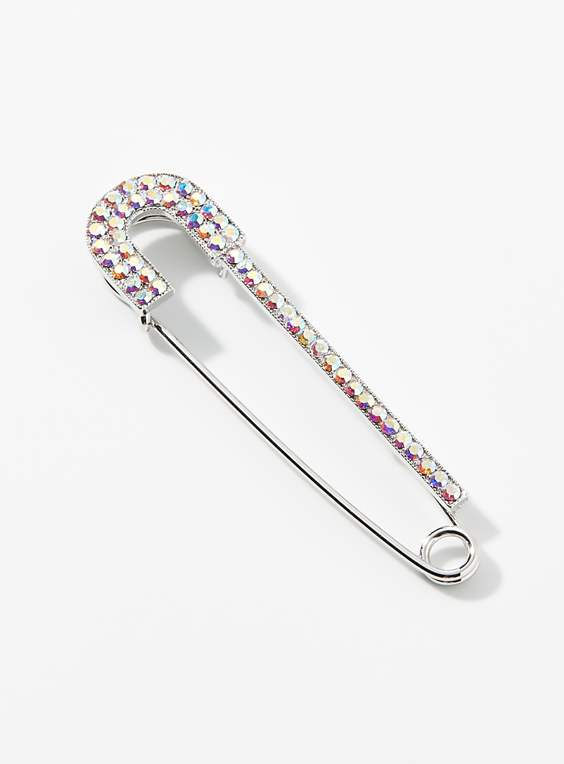 Simons Silver Large shimmery pin brooch for women