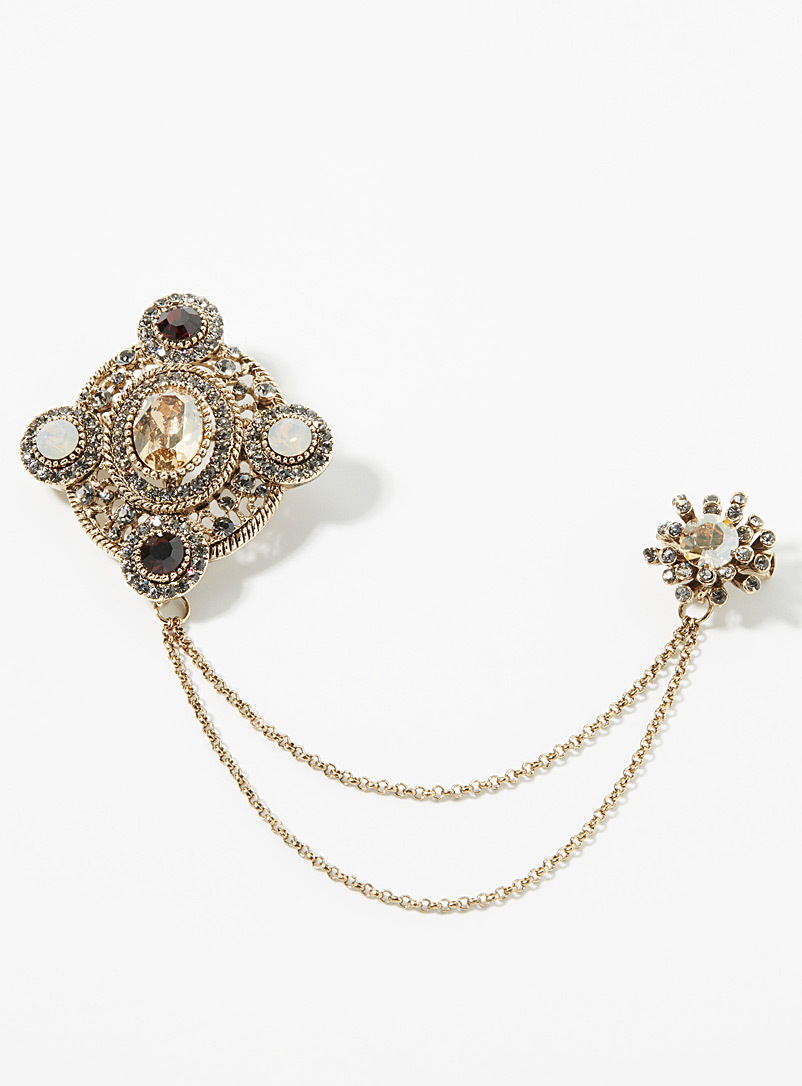 Rounded gemstone double brooch product image (primary)