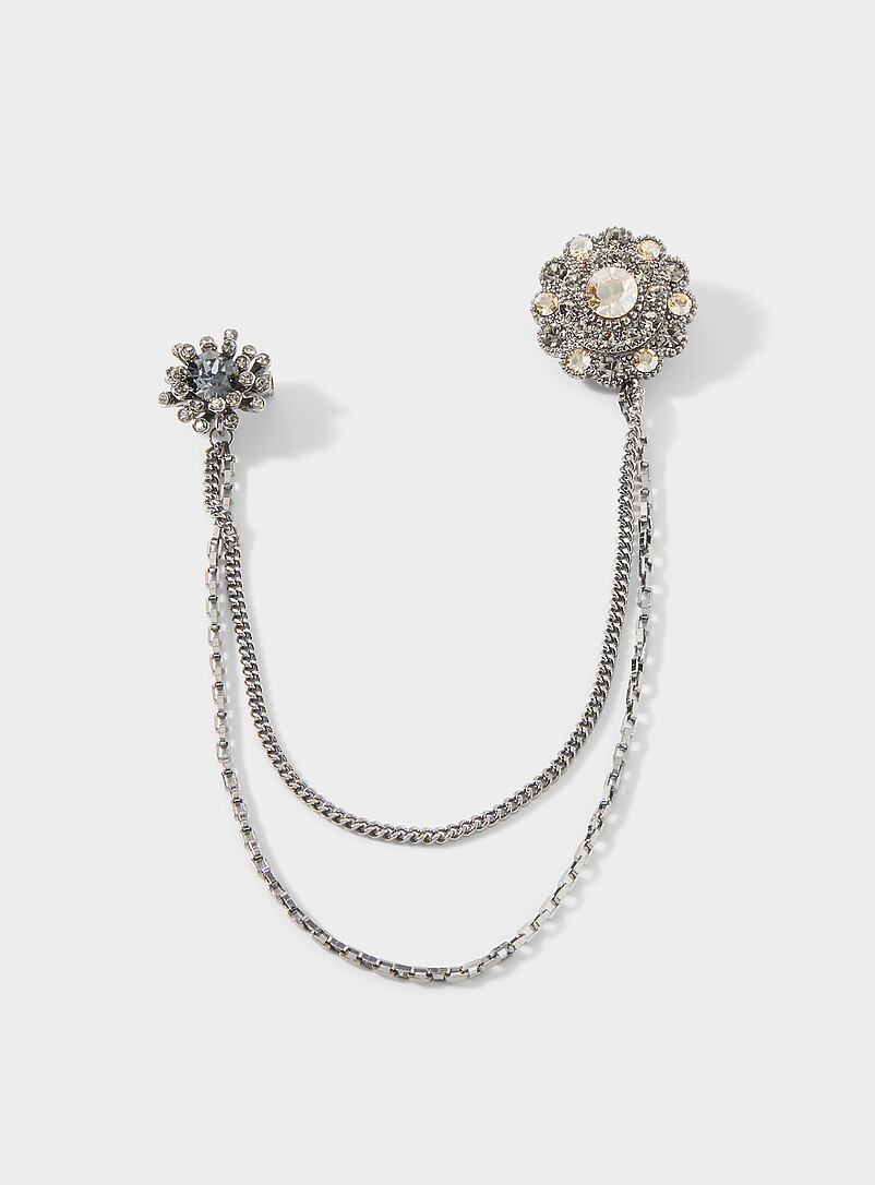 Shimmery flower double brooch product image (primary)
