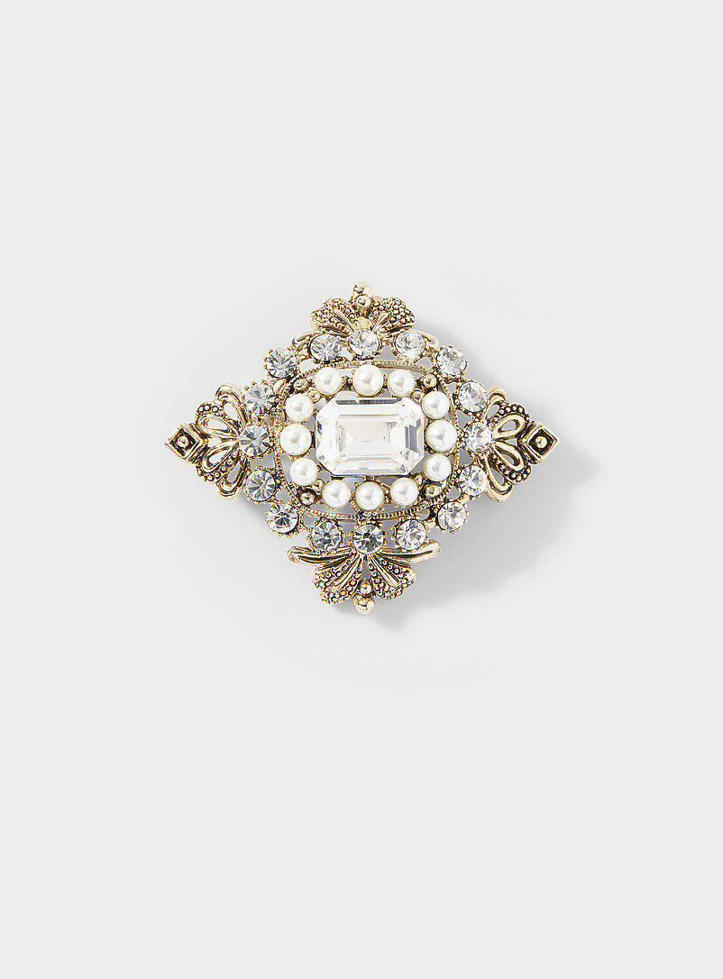 Opulent stone and pearl brooch product image (primary)