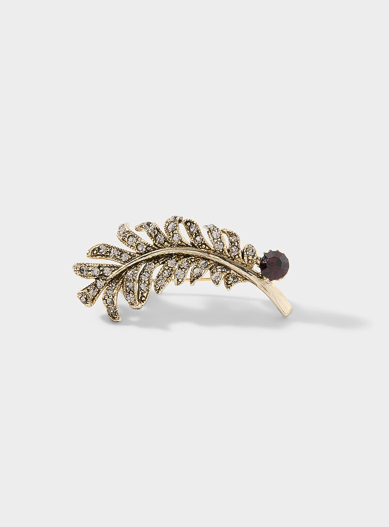 Rhinestone feather brooch product image (primary)