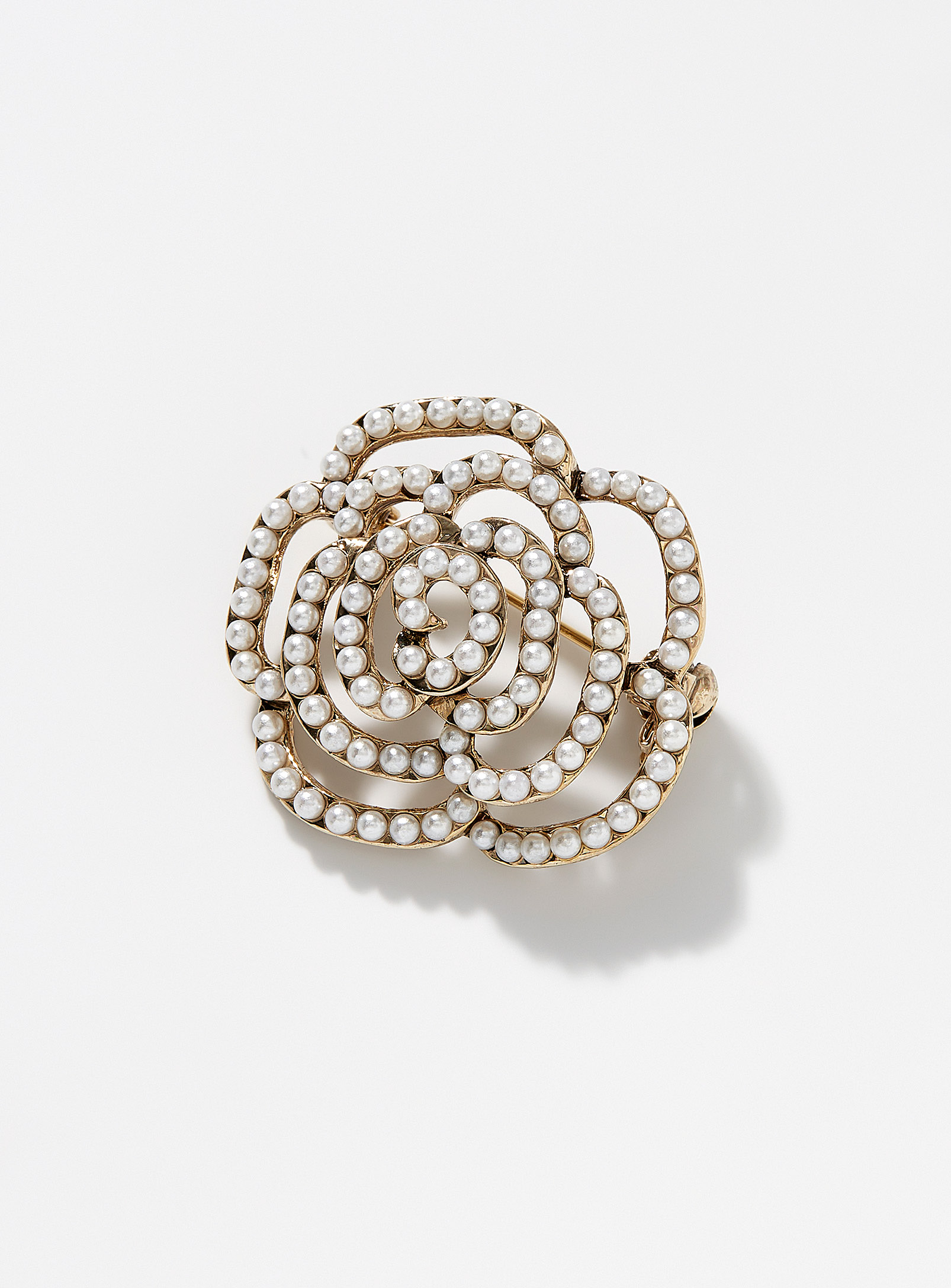 Simons - Women's Pearly bead flower brooch