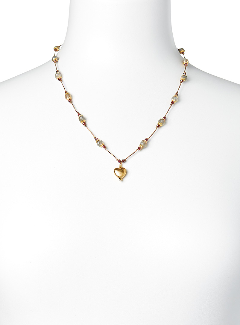 Tityaravy: Le collier Dil Jaune &agrave; motifs pour femme