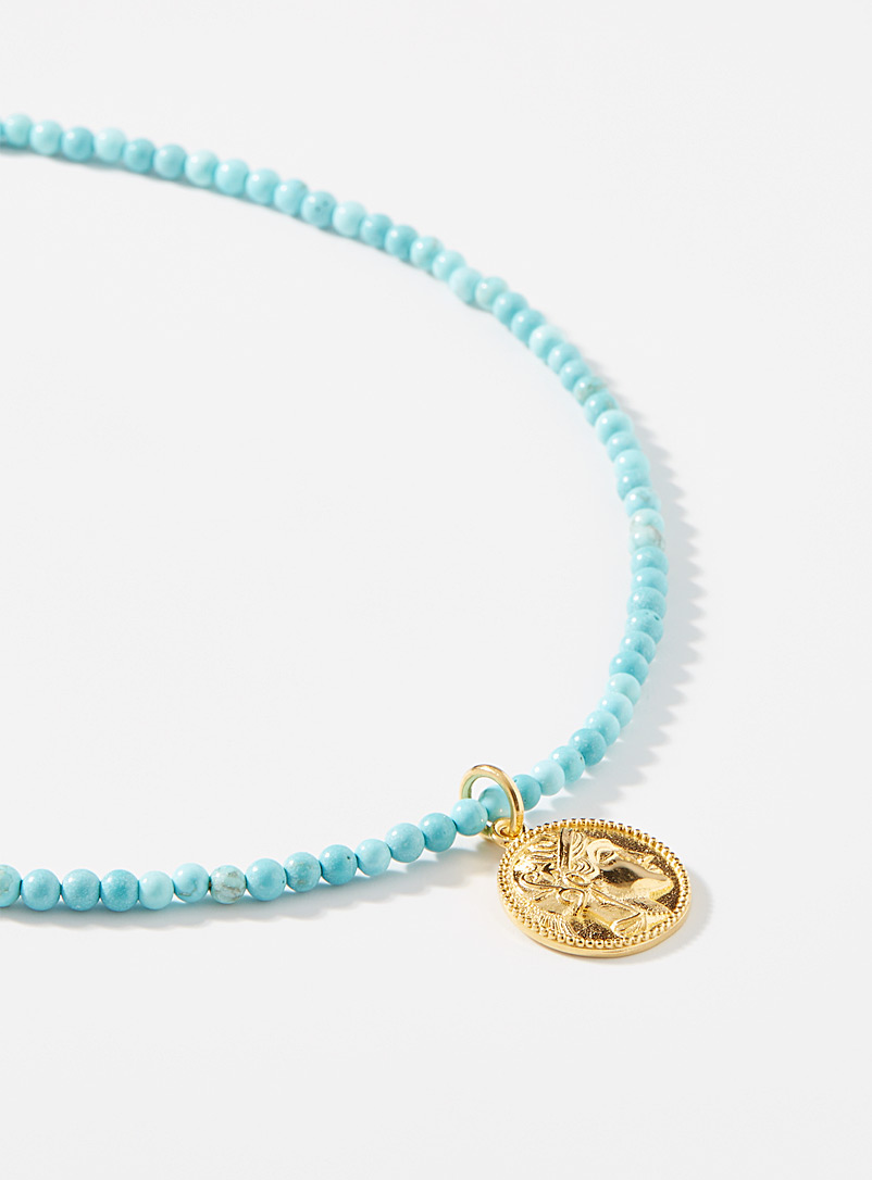 Hermina Teal Athena turquoise bead necklace for women