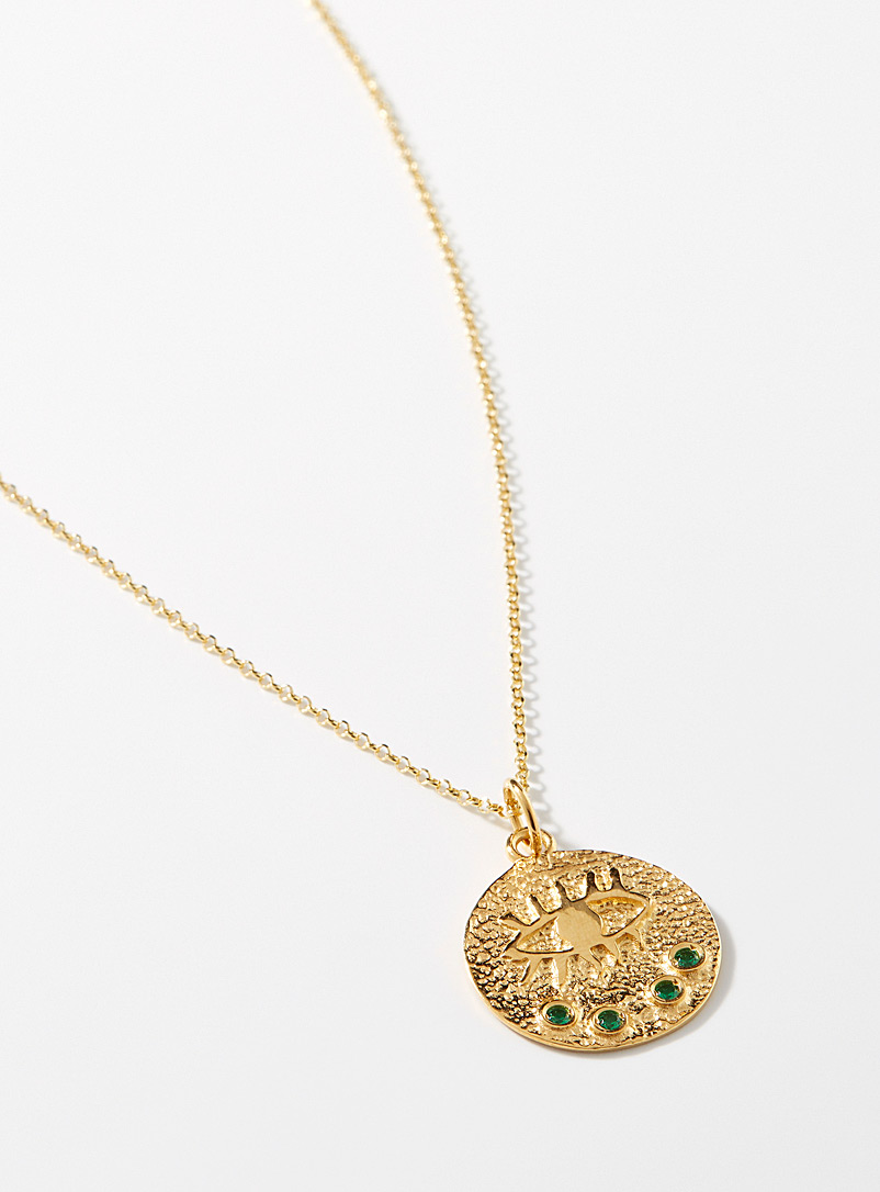 Hermina: Le collier petit pendentif Kressida Jaune à motifs pour femme