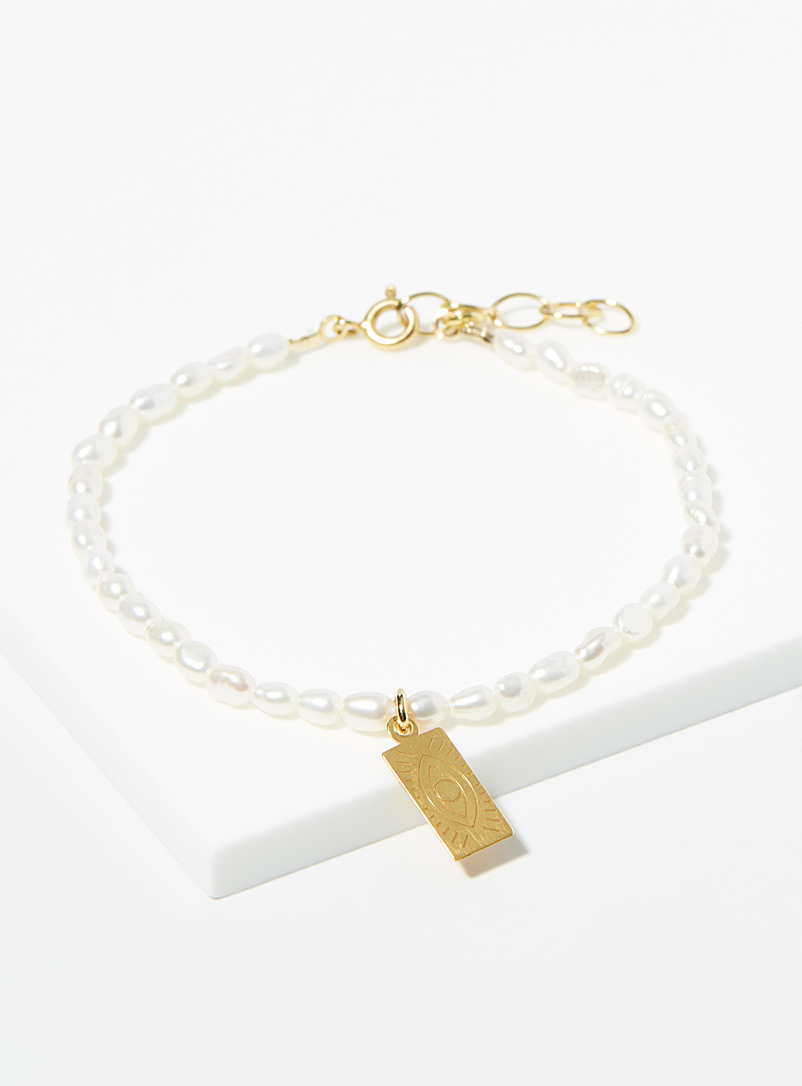 Hermina Assorted white Greek eye pearl bracelet for women