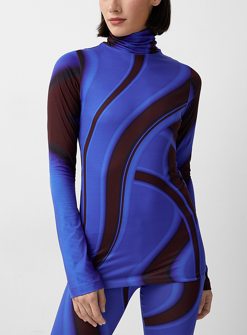 LECAVALIER: Le haut jersey ondulations Bleu pour femme
