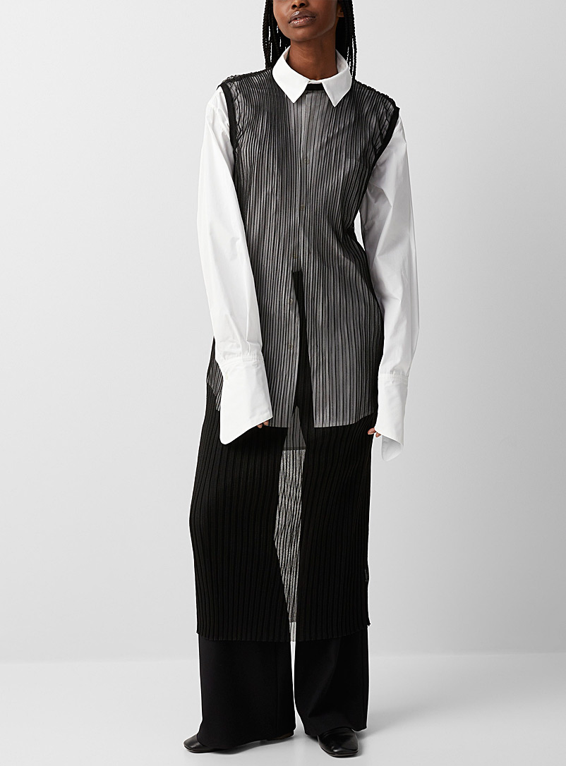 LECAVALIER Black Sheer mesh dress for women